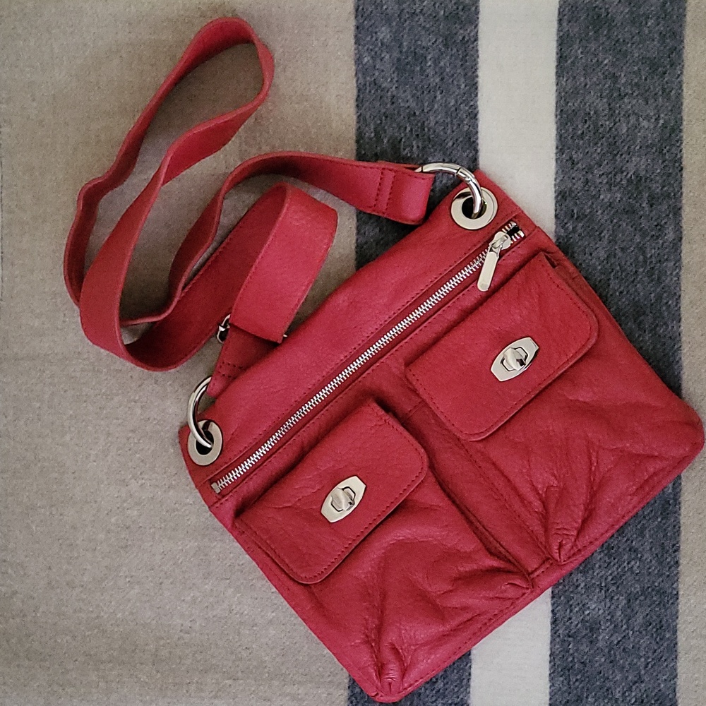 Danier Red Leather Crossbody Bag